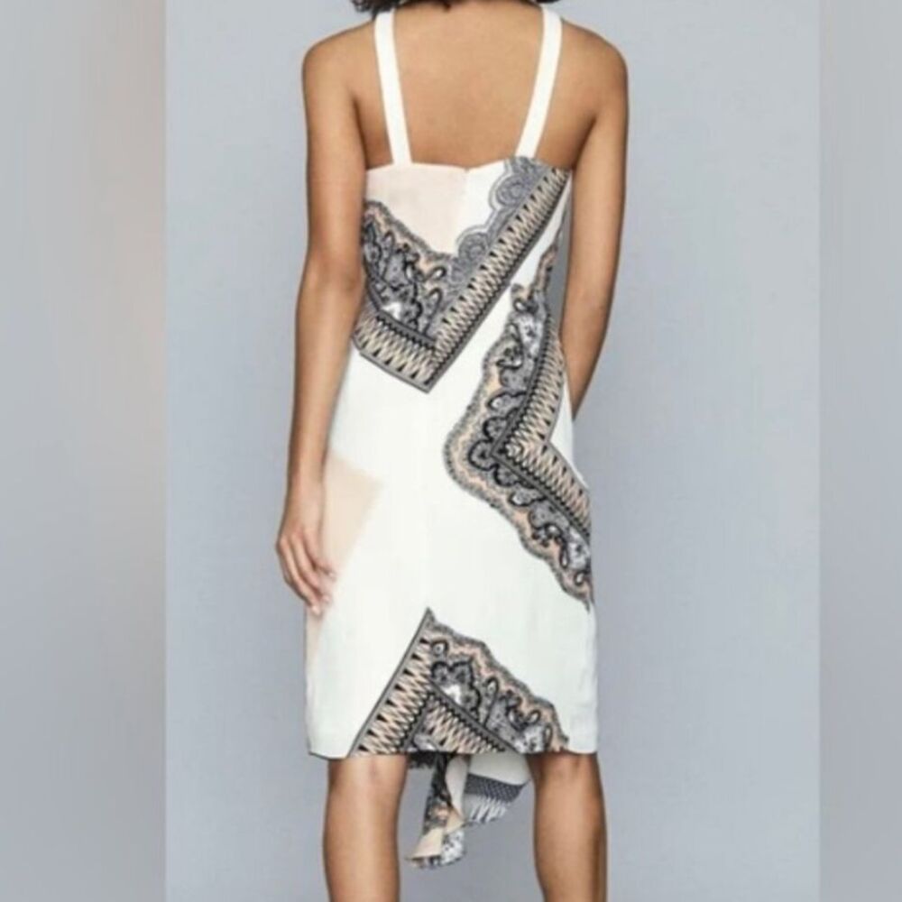 NWT REISS Hope Scarf Print Wrap Dress Asymmetrical Hem Pink White Black US 14 - Picture 2 of 16